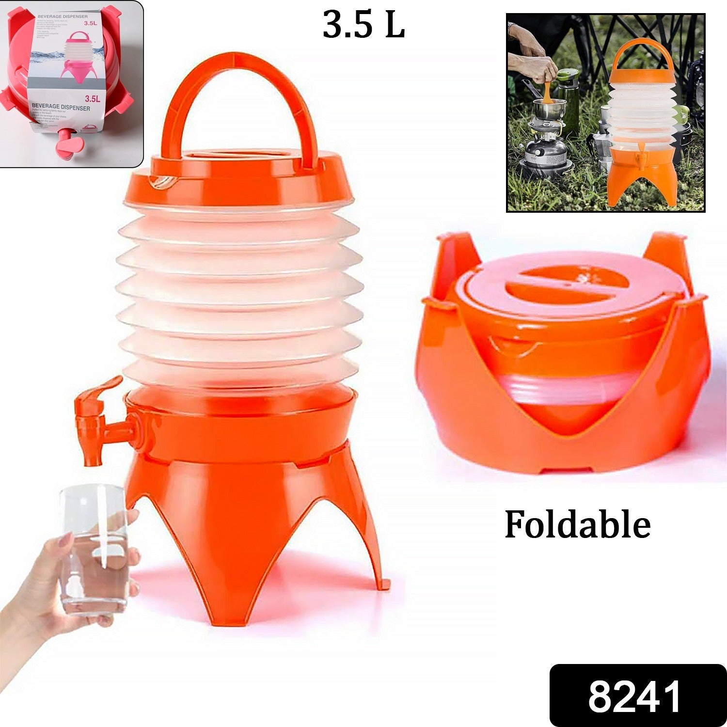 Plastic Collapsible Beverages Container with Tap Cold Drink Dispenser Folding Water Storage Water Jug Tank for Home and Outdoor Party Traveling Picnic (3.5 Litter/ Multicolor) Plastic Collapsible Beverages Container with Tap Cold Drink Dispenser Folding Water Storage Water Jug Tank for Home and Outdoor Party Traveling Picnic (3.5 Litter/ Multicolor)